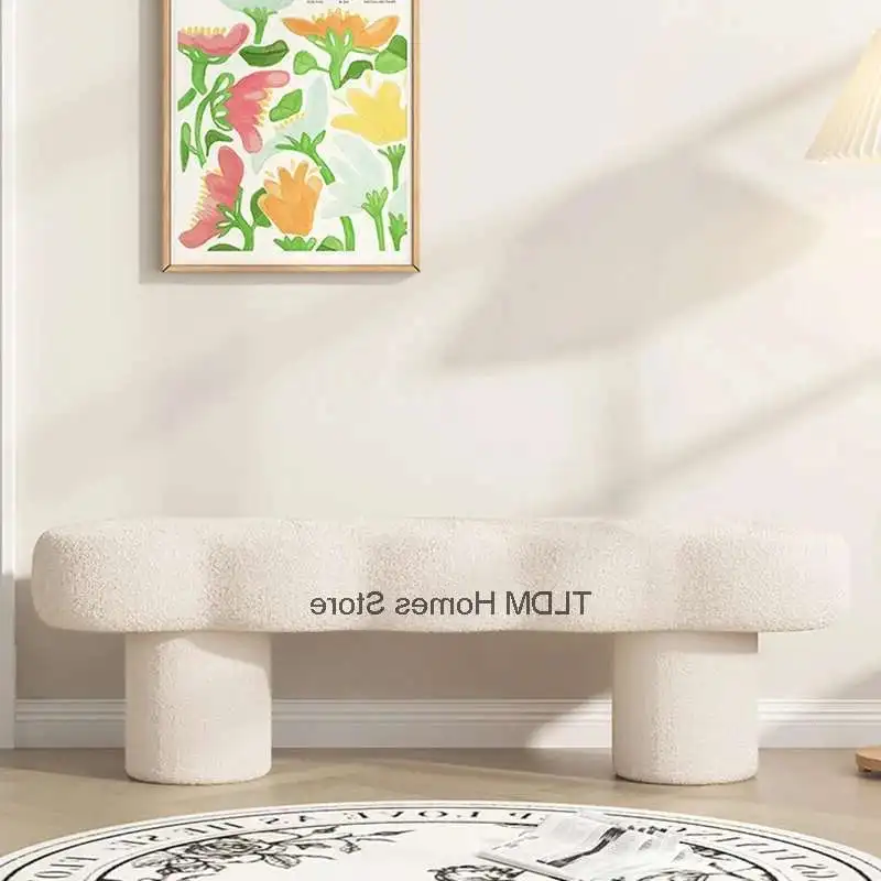 

Скандинавские дизайнерские табуреты, креативная мебель для гостиной, бархатная скамейка из ягненка, домашний диван, пуфики, табурет для смены обуви в спальне