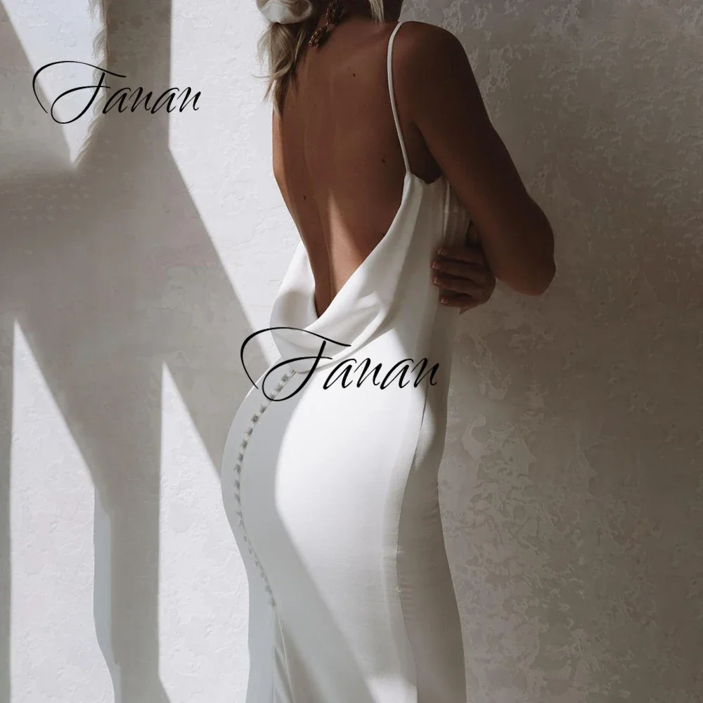 Nuovo semplice scollo a v senza spalline abito da sposa Backless sirena senza maniche abito da sposa robe de soirée de mariage muslimah