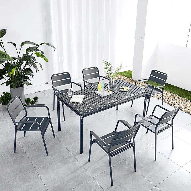 

Modern simple leisure courtyard garden outdoor set milk tea shop combination aluminum alloy waterproof