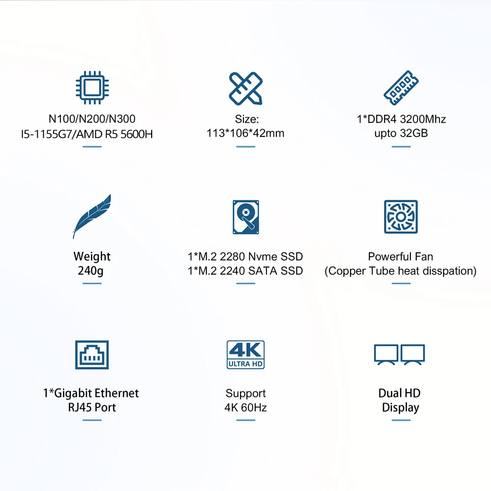 كمبيوتر مكتبي صغير للأعمال ، نوافذ عرض مزدوجة ، علبة معدنية ، TD5 N100 ، 8 جيجابايت DDR4 ، دعم فتحة GB ، 4K 60Hz