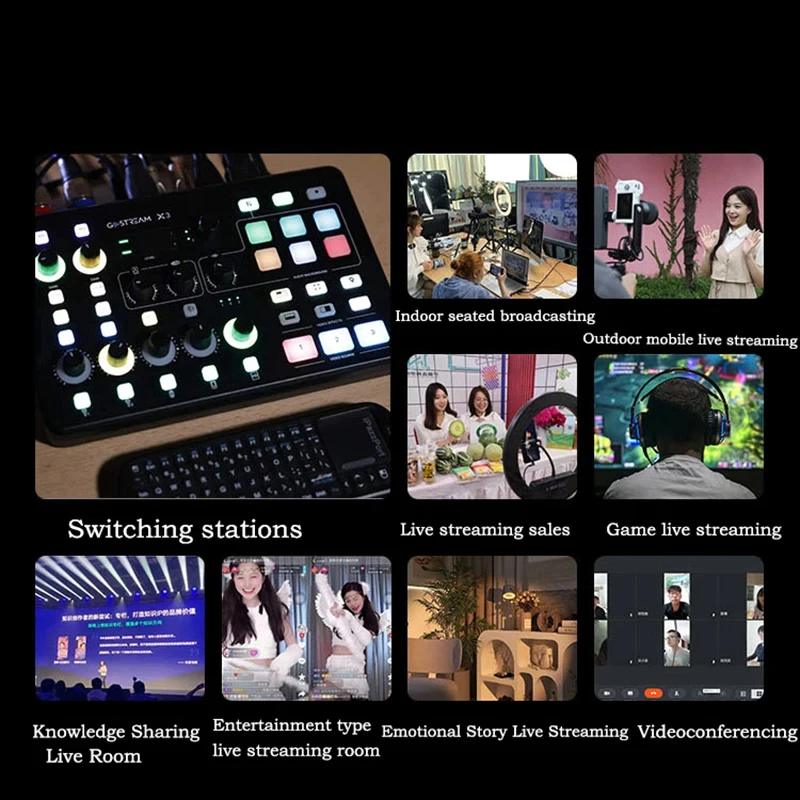 Osee GoStream X3 HDMI 호환 비디오 오디오 스위처, 라이브 스트리밍, 풋 페달 포함, 화면 및 오디오 통합 제어