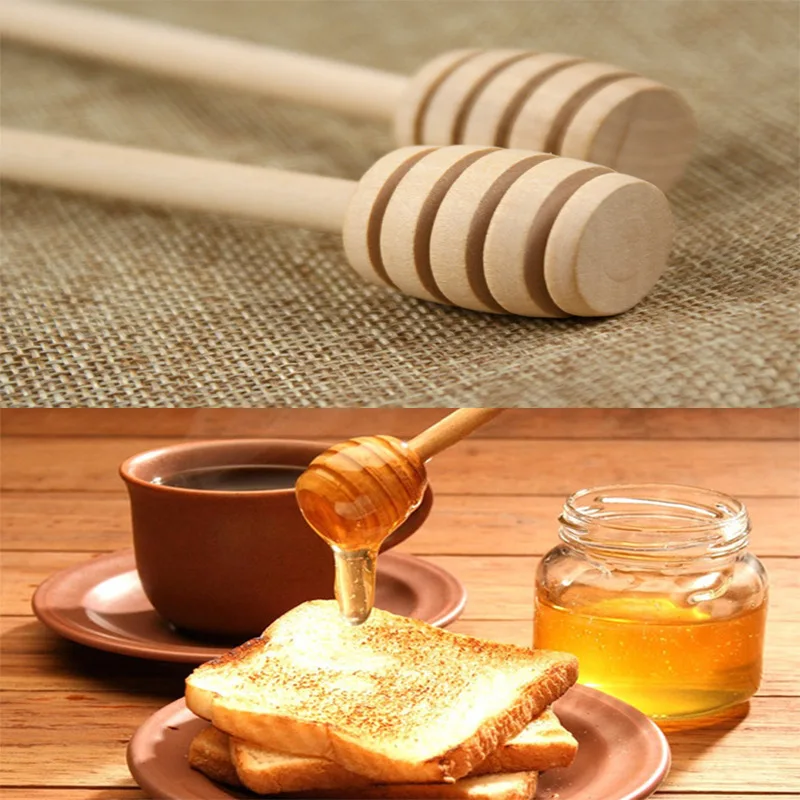 Wooden Honey Dipper, Mixing Stick Spoon, Healthy Drizzler Server, Jar Spoon for Home Party, Bar Tools, 15cm, 500PCs, New