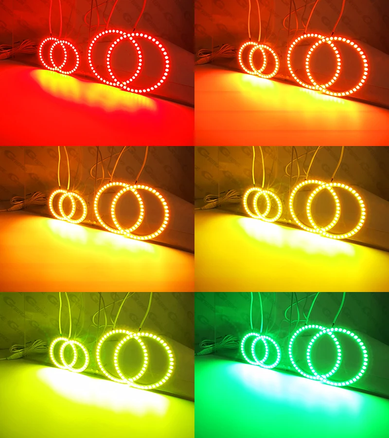 フィアットクーペ1993-1999 2000 RFリモートBluetooth対応APPマルチカラー超高輝度RGB LEDエンジェルアイキットハローリング