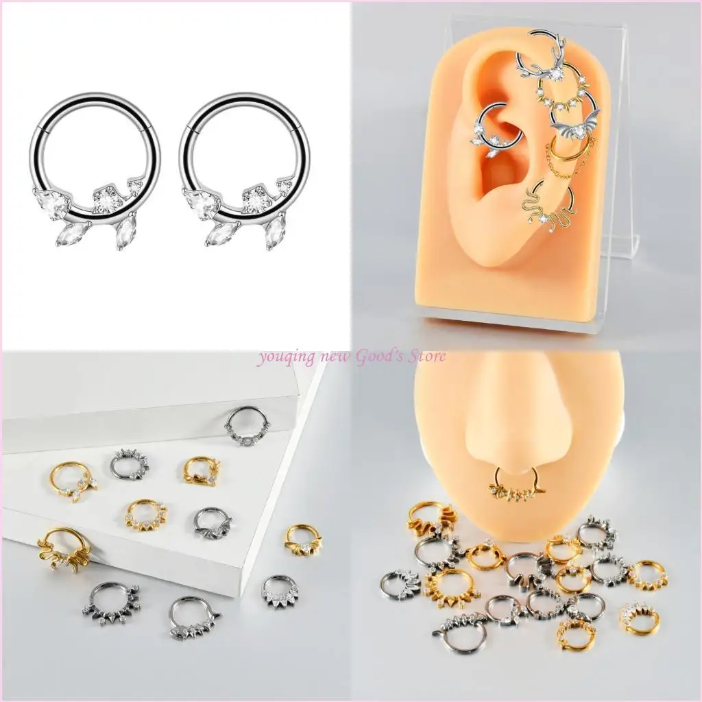 57QA Expressive Geometric Nose Rings Seamless Construction Comfortable Wear