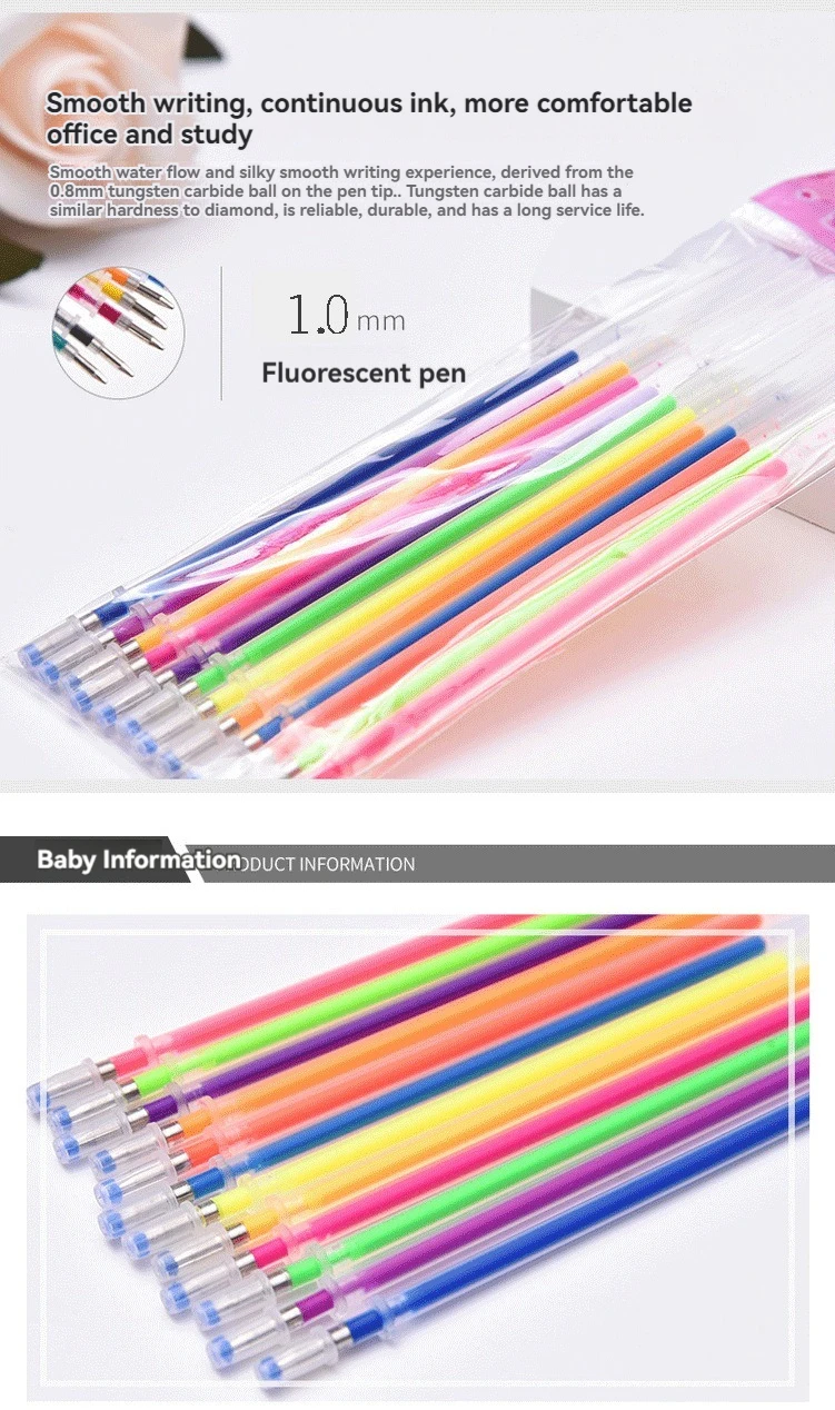 12-100 Farbige Gelstift-Nachfüllungen Set - Glitzer, Pastell, Textmarker, Metallic-Tinte für Künstler, Scrapbooking und Graffiti-Zeichnen – Detail 9