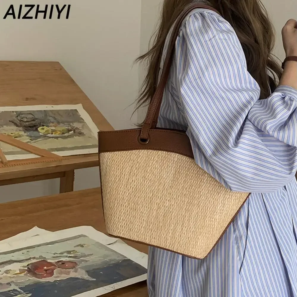 Straw Bag for Women 2024 Straw Beach Totes Raffia Shoulder Bag Rattan Handbag Purses Summer Woven Boho Hobo Bag Travel Tote Bags