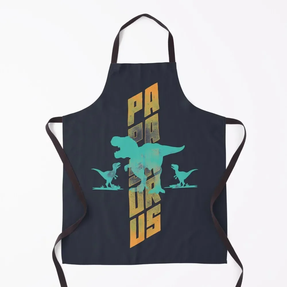 

PAPASAURUS T REX CLASSIC DAD VINTAGE LETTERPRESS DISTRESSED DUSTY TYPOGRAPHY DINOSAUR DAD Apron For Woman Apron