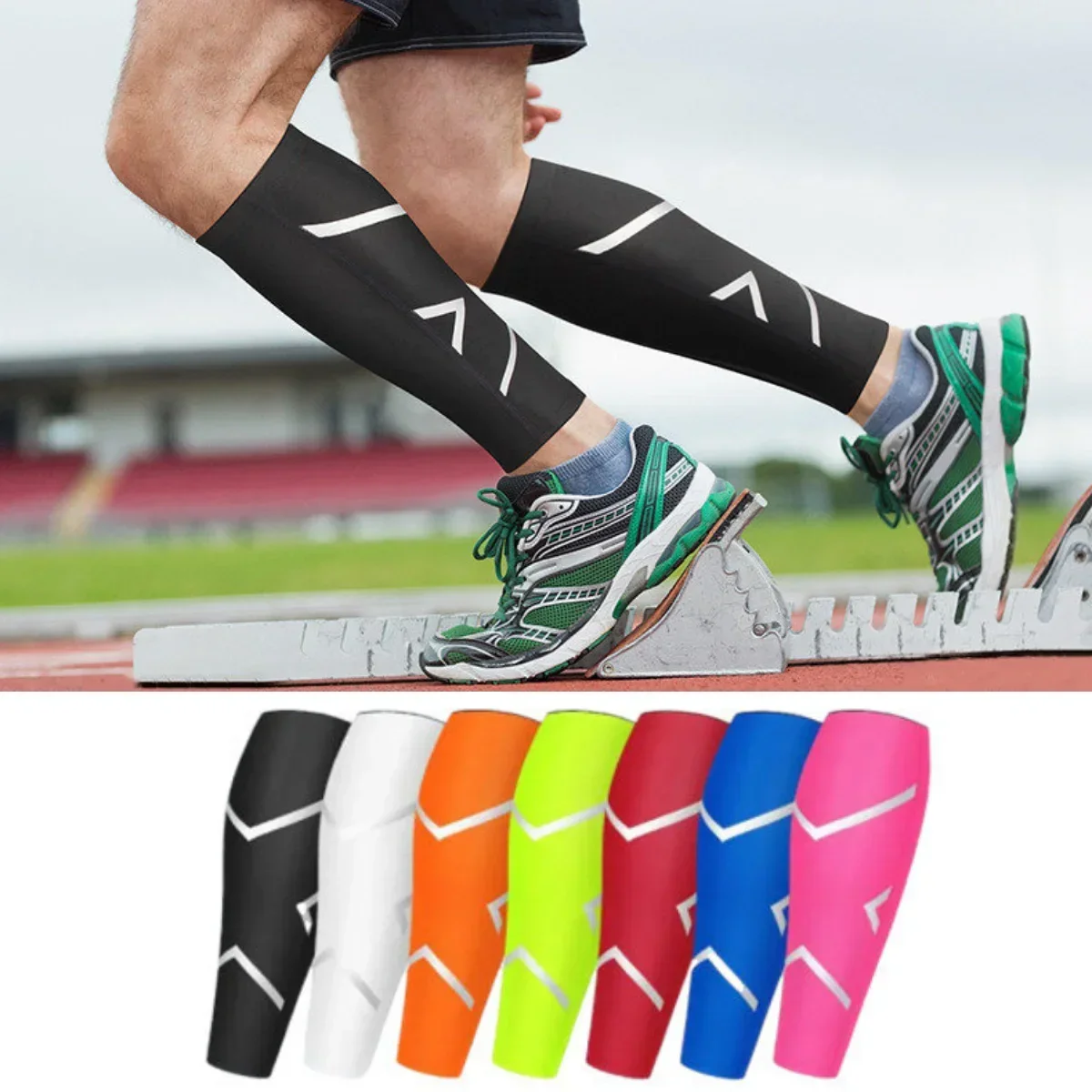 Football Leg Warmers Elastic Compression Long Socks Stockings Men Women Basketball Volleyball Leg Support Protector Calf Sleeve