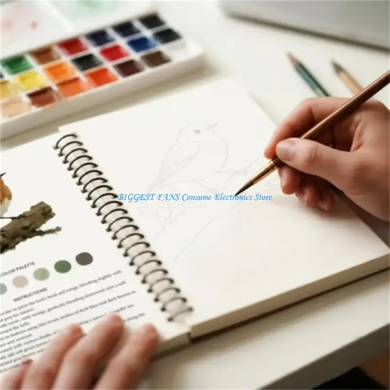  2Pcs Watercolour Workbook Includes 12 Color Watercolour Paint and Paint Brush
