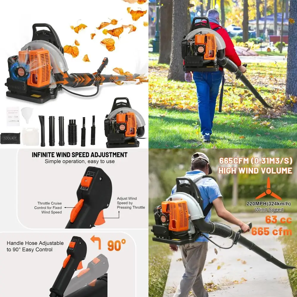 

Высокоскоростной газовый вентилятор, 63CC, 2-тактная модель рюкзака с 665 куб. футов в минуту, эргономичным дизайном, низкой вибрацией и круиз-контролем Fea