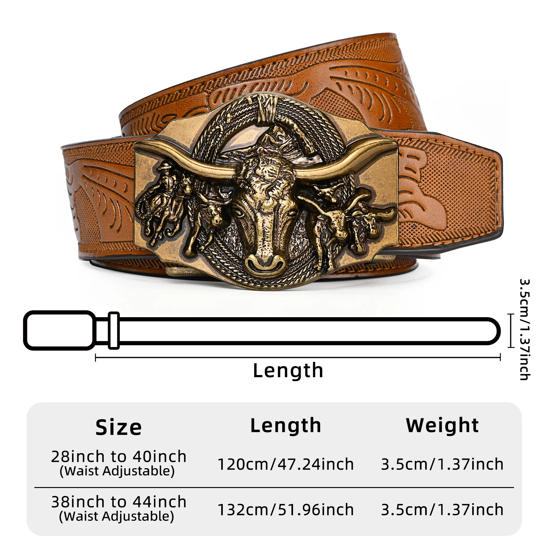 Cinturón para hombre, cinturón de trinquete deslizante con cuero PU, cinturón de vaquero occidental con trinquete y hebilla de clic automático, padre