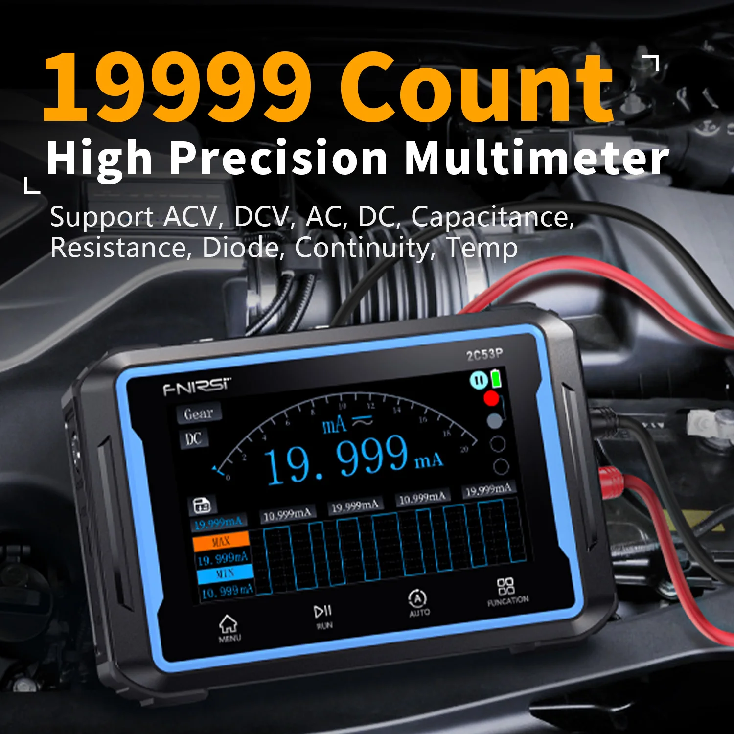 Imagem -03 - Osciloscópio Digital Fnirsi Touch Screen Multímetro Gerador de Sinal 3in1 Dual Channel Ferramentas Oscilográficas Automáticas 2c53p 50mhz