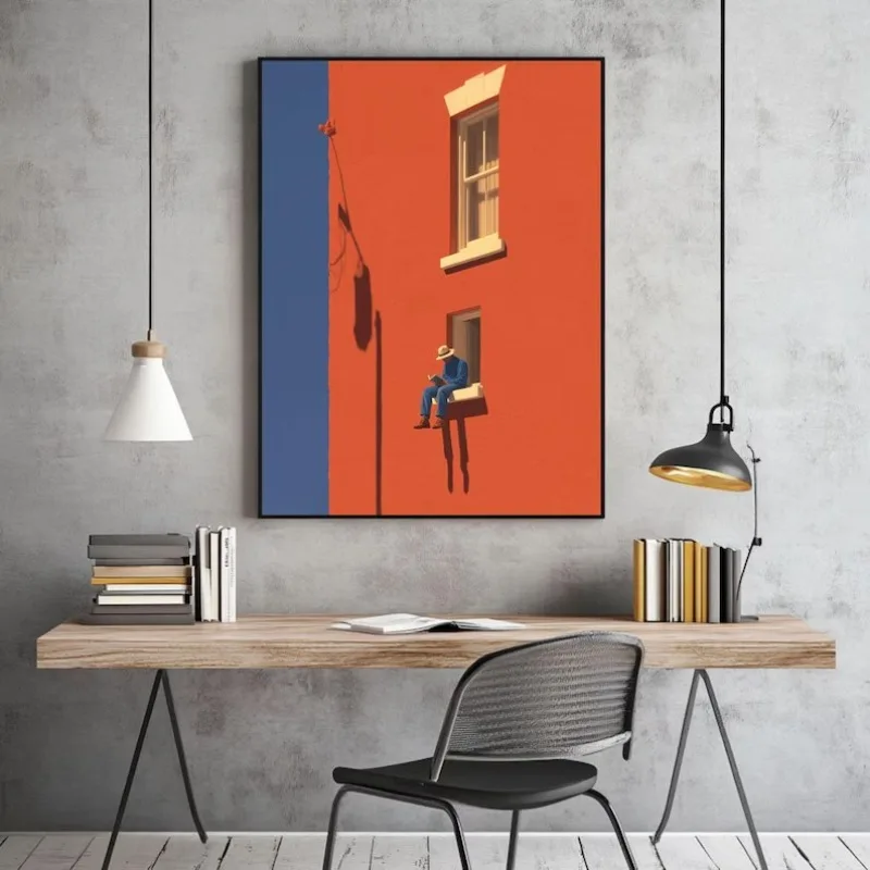 Vintage Minimalist Abstract Warm Sunny Figure Reading Book Aesthetic Poster Wall Art Pictures Canvas Painting Home Decor Gift view 2
