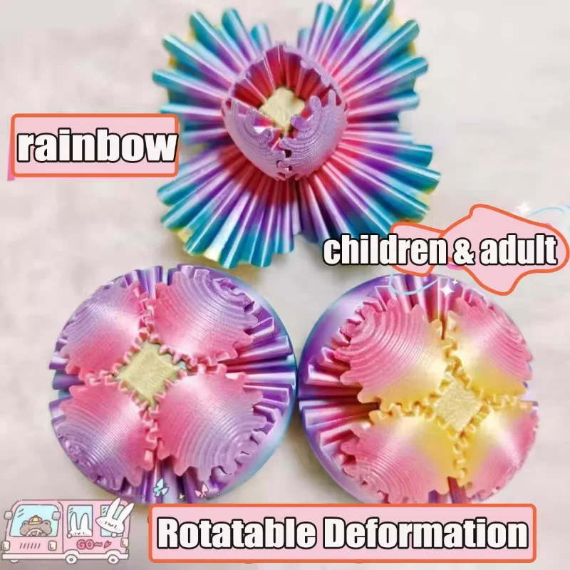 3D-Gedruckter Farbverlauf-Zahnradball, Anti-Stress-Drehball, Fingerspitzen-Entspannungsball, Rotierendes Spielzeug zur Angstlinderung, Heimdekoration, Geschenk