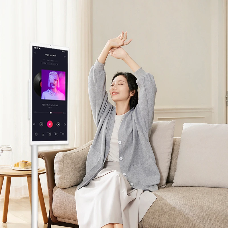 2025 Новый портативный Android 13 светодиодный телевизор 21,5 дюймов HD Smart TV Белый мобильный планшетный ТВ с подвижным экраном для домашнего офиса