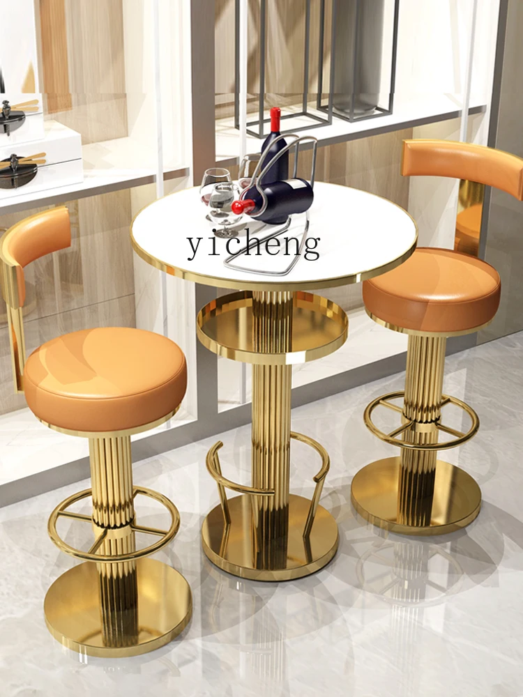 

TWR Adjustable Stainless Steel Bar Table Bar Home Bar Table and Chairs Front Desk