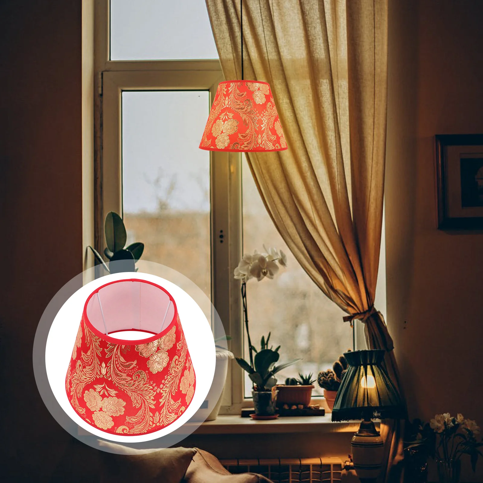 

Floral Printed Lampshade Cloth Lamp Cover for Table Small Bedside Living Room Soft Floral Table Lamp Shade Light Protect Eyes