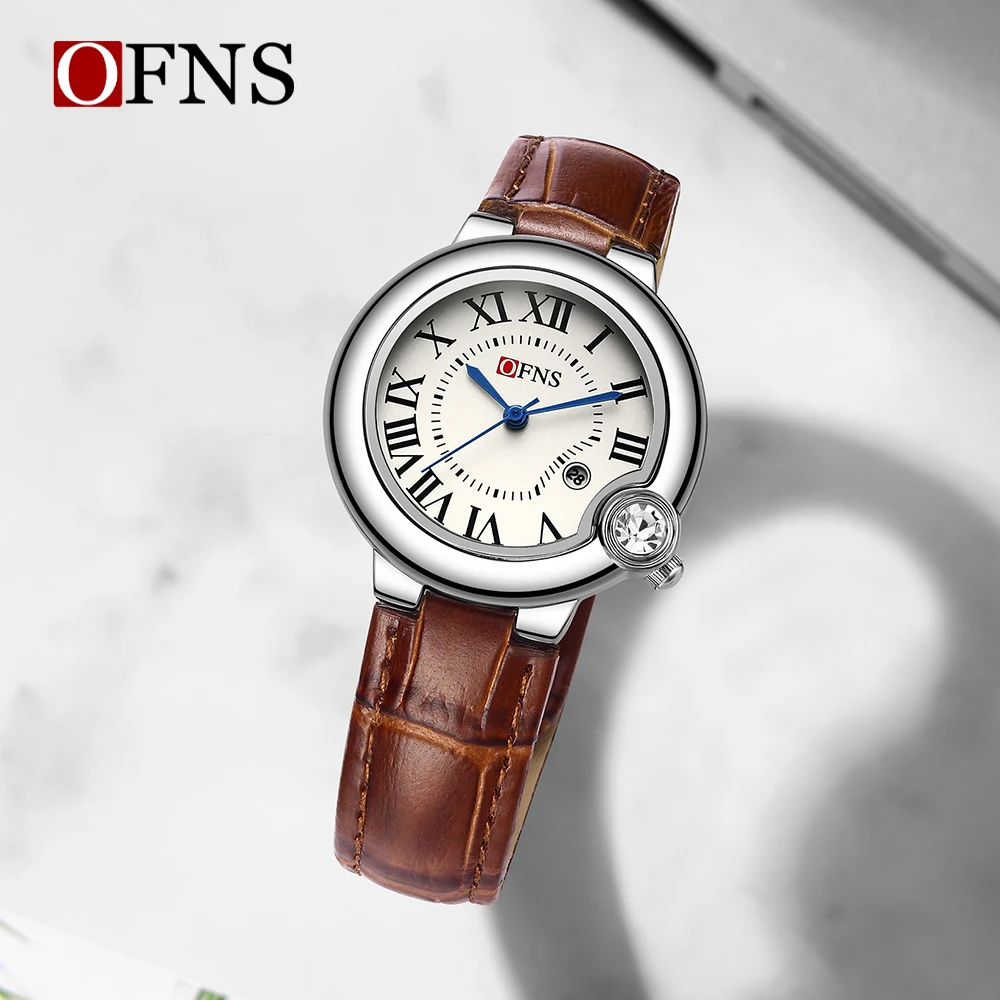 OFNS New 1512 Fashion Couple Quartz Watch Dial Roman Scale Waterproof Calendar Luxury Couple Quartz Watch 2025