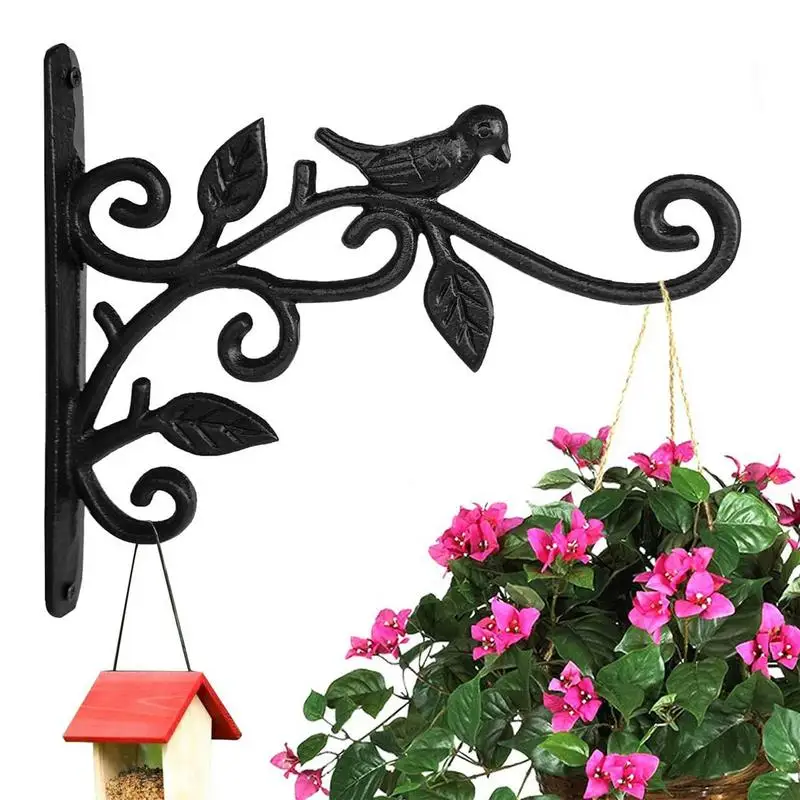 Plant Hangers Outdoor Retro Planter Flower Pots Bracket Iron Art Hook Non-slip Plant Hanger Wall Mounted For Entrances Patios