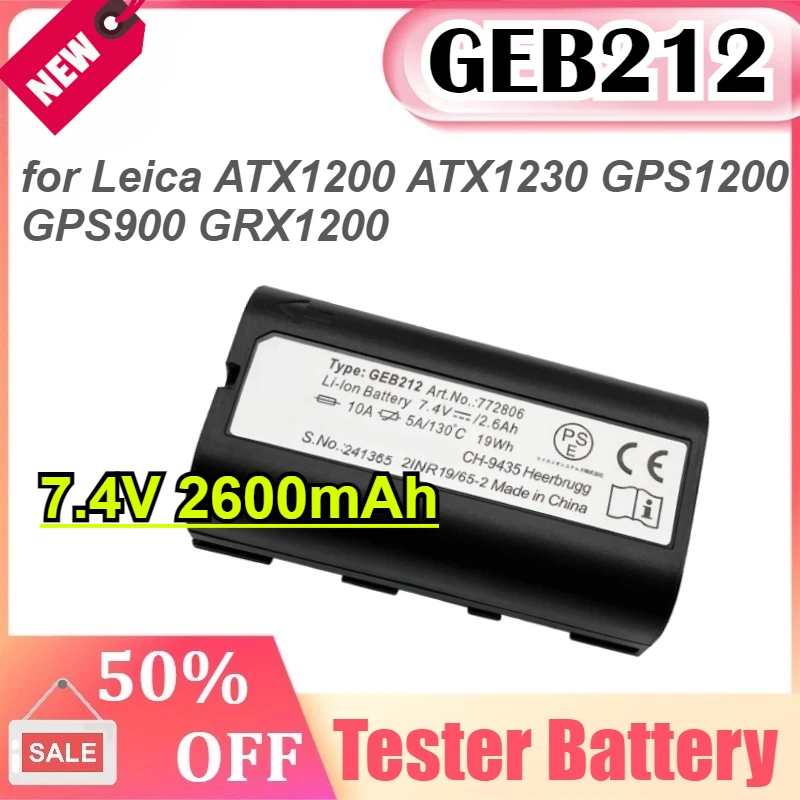 

GEB212 7.4V 2600mAh for Leica ATX1200 ATX1230 GPS1200 GPS900 GRX1200 Tester Battery with GKL311 Charger