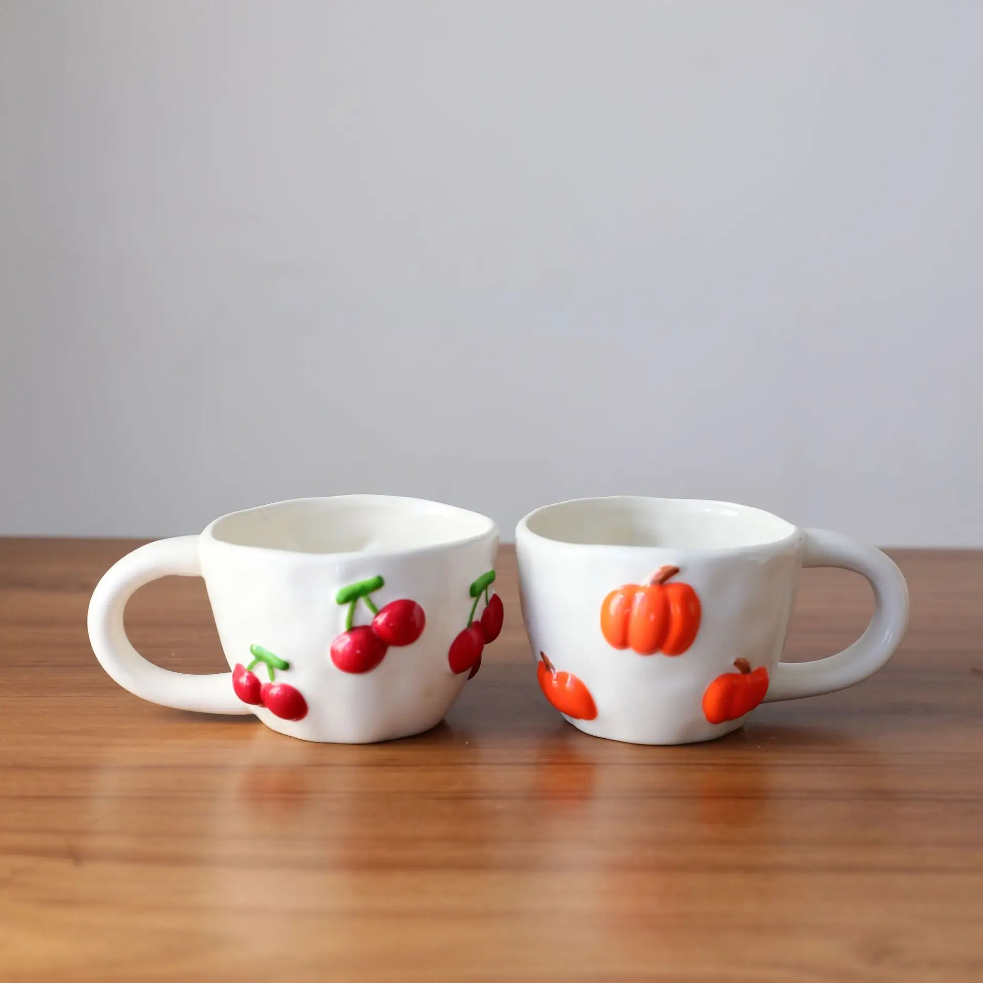Creative Strawberry Cherry Mug, Hand Shaped Pumpkin Corn Coffee Cup, Fruit Milk Cup, High-value Home Office Breakfast Oat Cup
