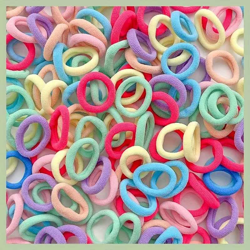300pcs/500pcs Elastic Solid Color Rubber Band Ponytail Holder Trendy Hair Accessories For Daily Wear girl hair accessoires image 3