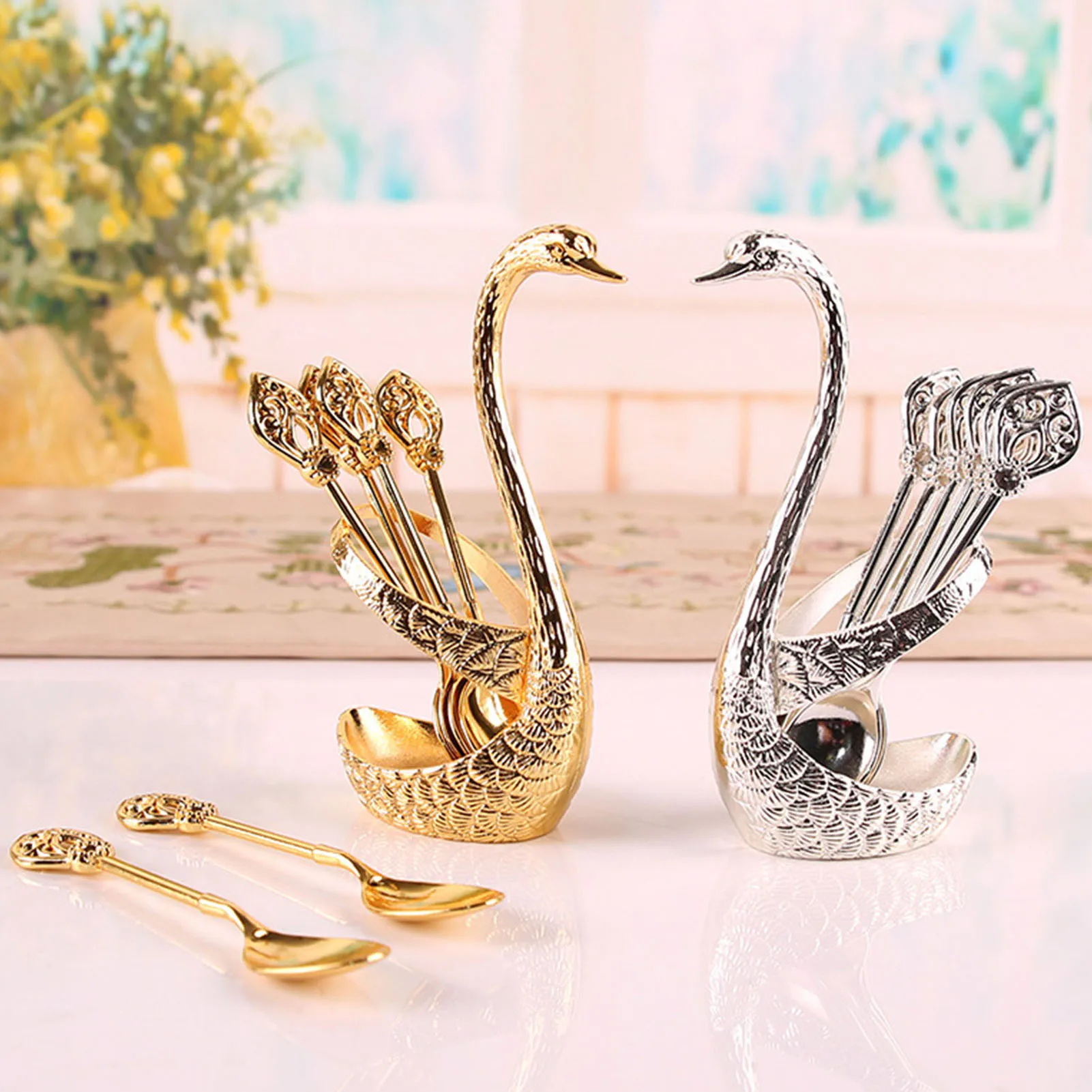 

Кофейная ложка из нержавеющей стали с держателем, набор ложек для кофе, десерта, мороженого, украшения для дома, кухни