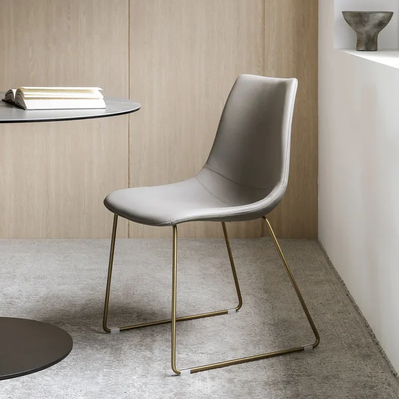 Light luxury dining chair, I-shaped stainless steel gold-plated feet, restaurant chair, cafe leisure chair 5