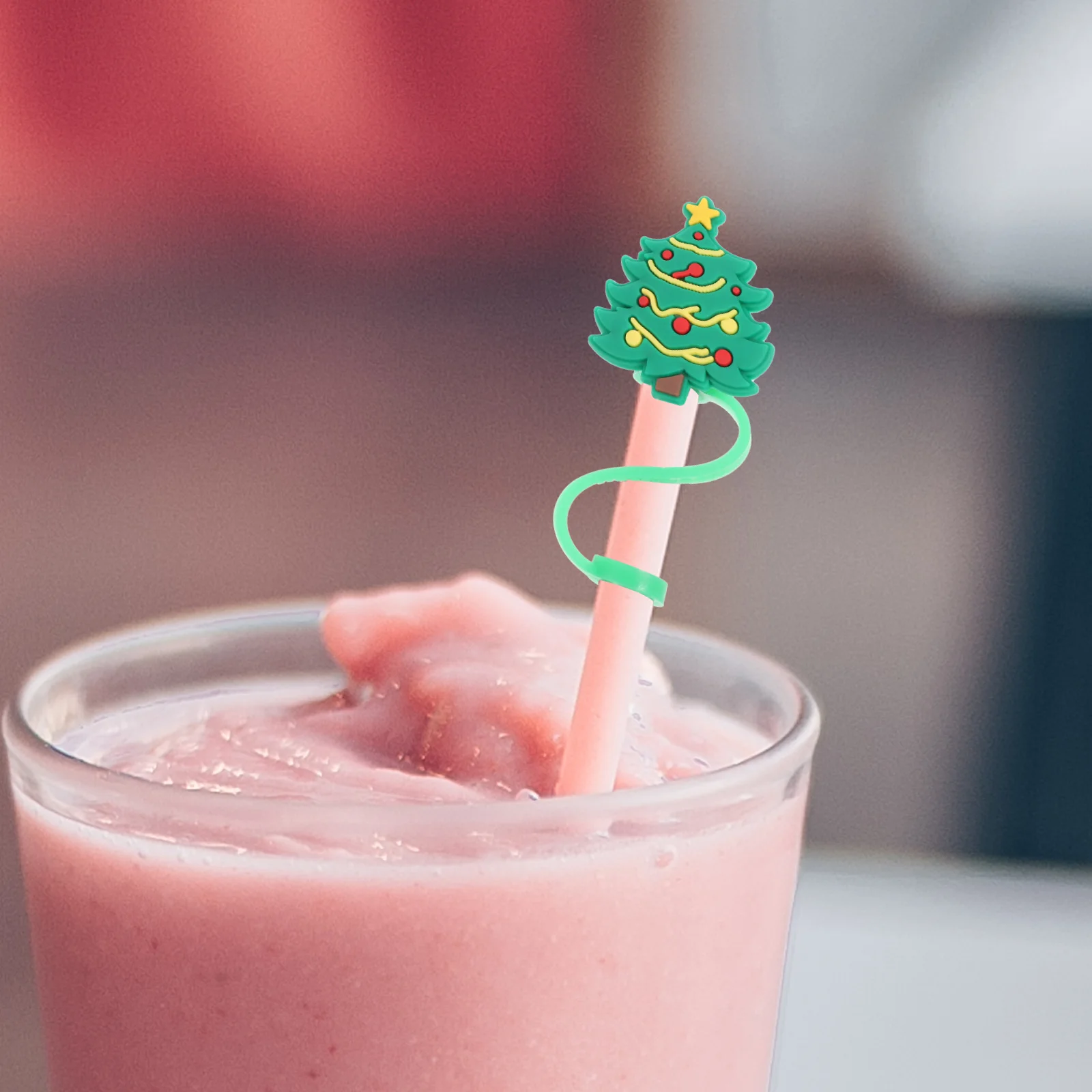 

8 Pcs Straw Covers Cap Reusable Silicone Christmas Design Tips For Tumblers End Plugs Fits Cups Mugs Safe Practical