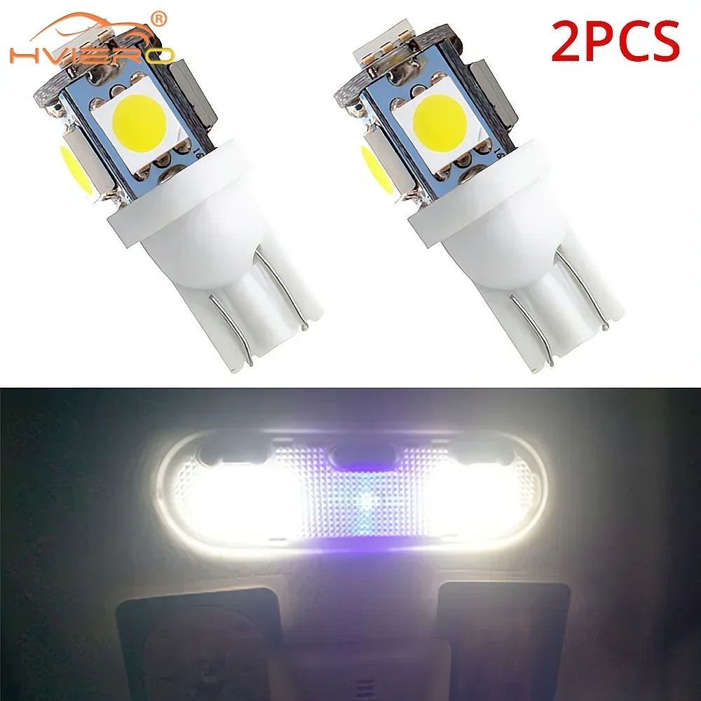 

2X Car LED T10 W5W 5050 5SMD Multicolor Wedge Light DC 12V License Plate Bulbs Marker Reading Dome Trunk Backup Lamp Attachment