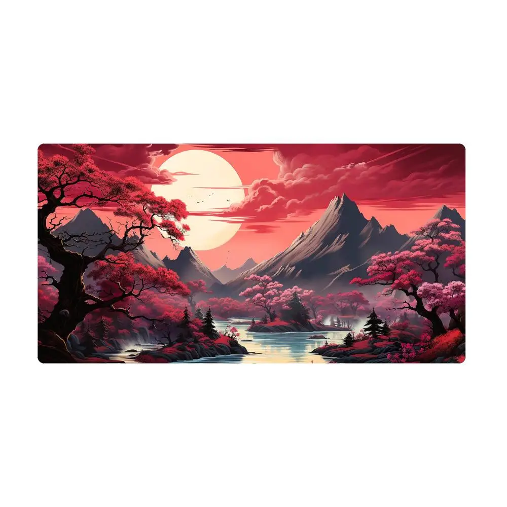 As montanhas e rios escarlates refletem o sol Tapete de mouse lavável com fundo de borracha antiderrapante