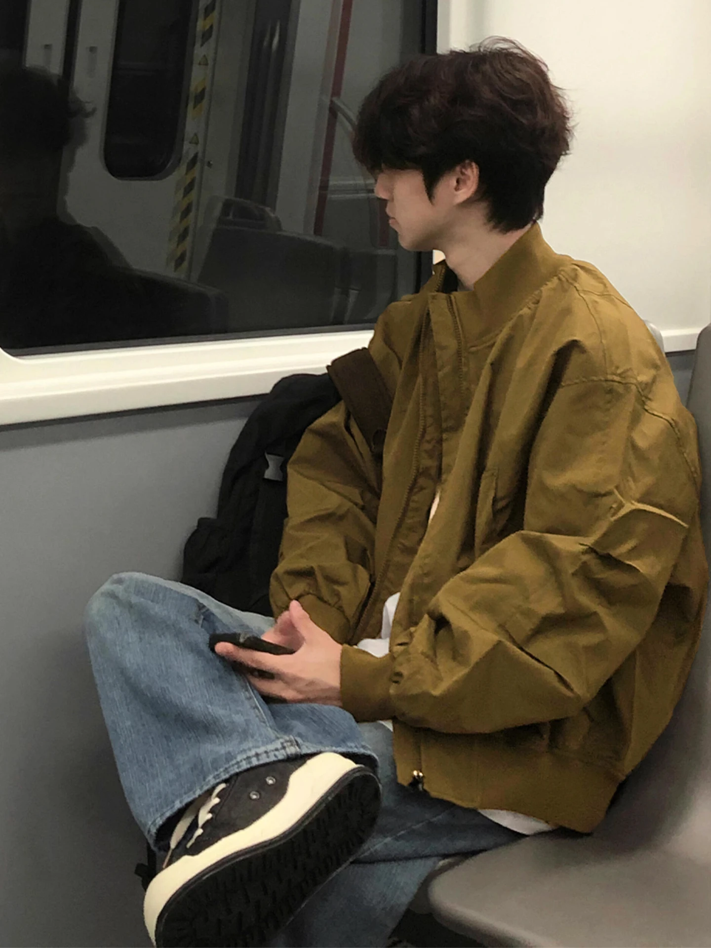 

Коричневая мужская куртка-бомбер в американском стиле, осенняя, с воротником-стойкой, бейсбольная, высококачественная рабочая одежда, верхняя одежда