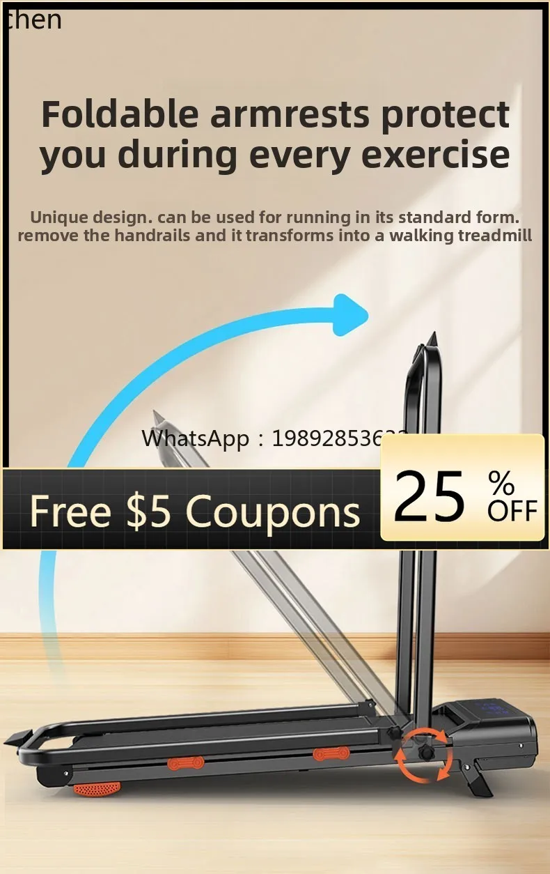 

Z Z Small Foldable Upgraded Walking Machine with Armrests Exercise Fat Reduction Treadmill