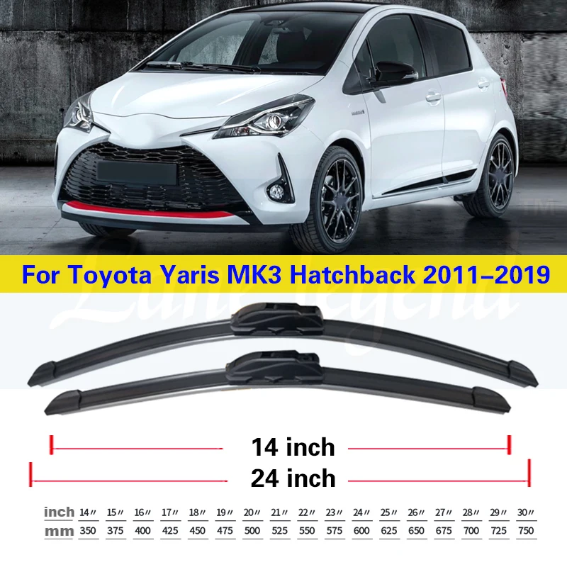 Car Wiper For Toyota Yaris MK3 Hatchback 2011-2019 Front Rear Windshield Windscreen Wiper Blade Rubber Car Accessories 24\