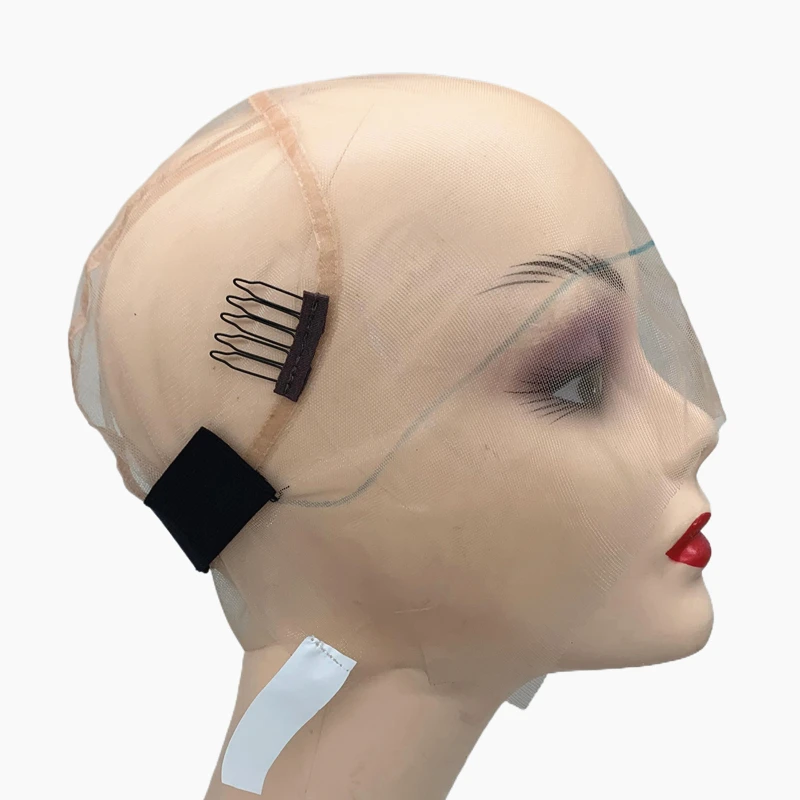 HD كامل الدنتلة غطاء شعر مستعار الأشرطة قابل للتعديل أربطة مرنة شعر مستعار مشط تهوية العقد ملحق لصنع شعر مستعار