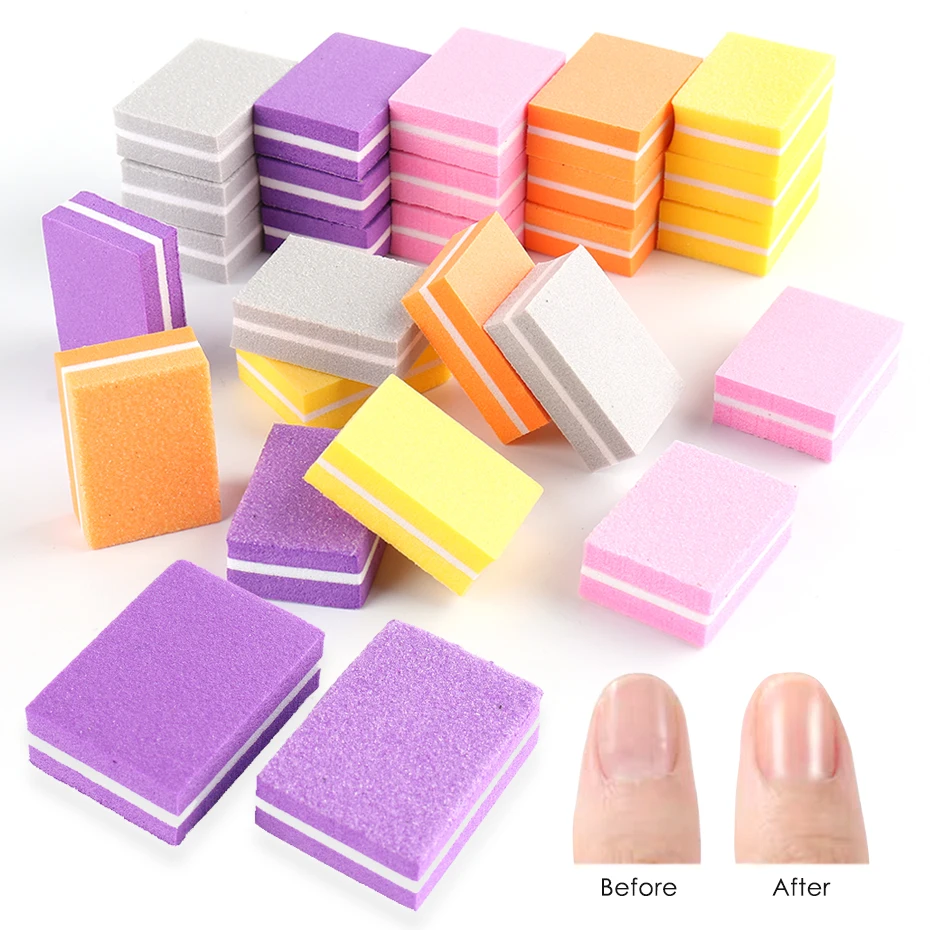 50/25pcs Set Of Blocks Nail Sandpaper 180/100 Sanding Nails Polishing Files Mini Lime Buffs Manicure Accessories Kits BE1824-1