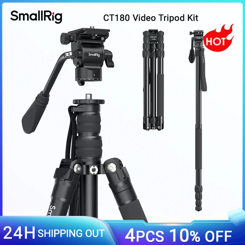 

Комплект видеоштатива SmallRig CT180 с шаровой головкой на 360 градусов, алюминиевый дорожный штатив, грузоподъемность до 15 кг для зеркальной камеры 3760B