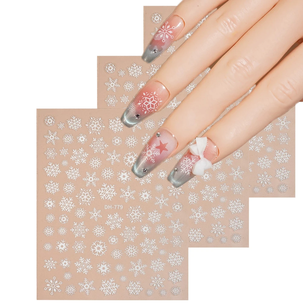 

1/5/10pcs Winter Romance Snowflake Nail Stickers 3D Flat Nail Art Stickers For DIY Manicure Self-Adhesive Decoration Decals