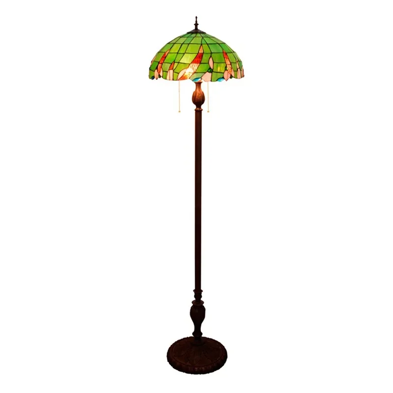 

40CM Tiffany Restaurant Floor Floor Lamp Bar American Pastoral Green Beads Decorative Glazed Lamp