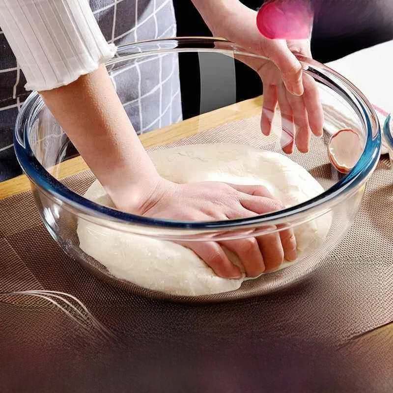 

Extra Large Thickened Transparent Tempered Glass Bowl for Mixing Dough Baking Salad Microwave Safe Home Use Bowl Kitchenware