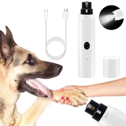 USB Recarregável Nail Grinder com Luz LED, Cortadores de unhas para cães pequenos e grandes, Pet Cat Paws, Cortador de unhas, Grooming Supplies