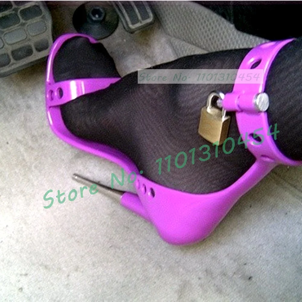 Red Wonderheel Sandals With Gold Lock Sexy Women 16cm Metal Heel Plus Size Sandals Open Toe Party Ankle Strap Round Hole Shoes