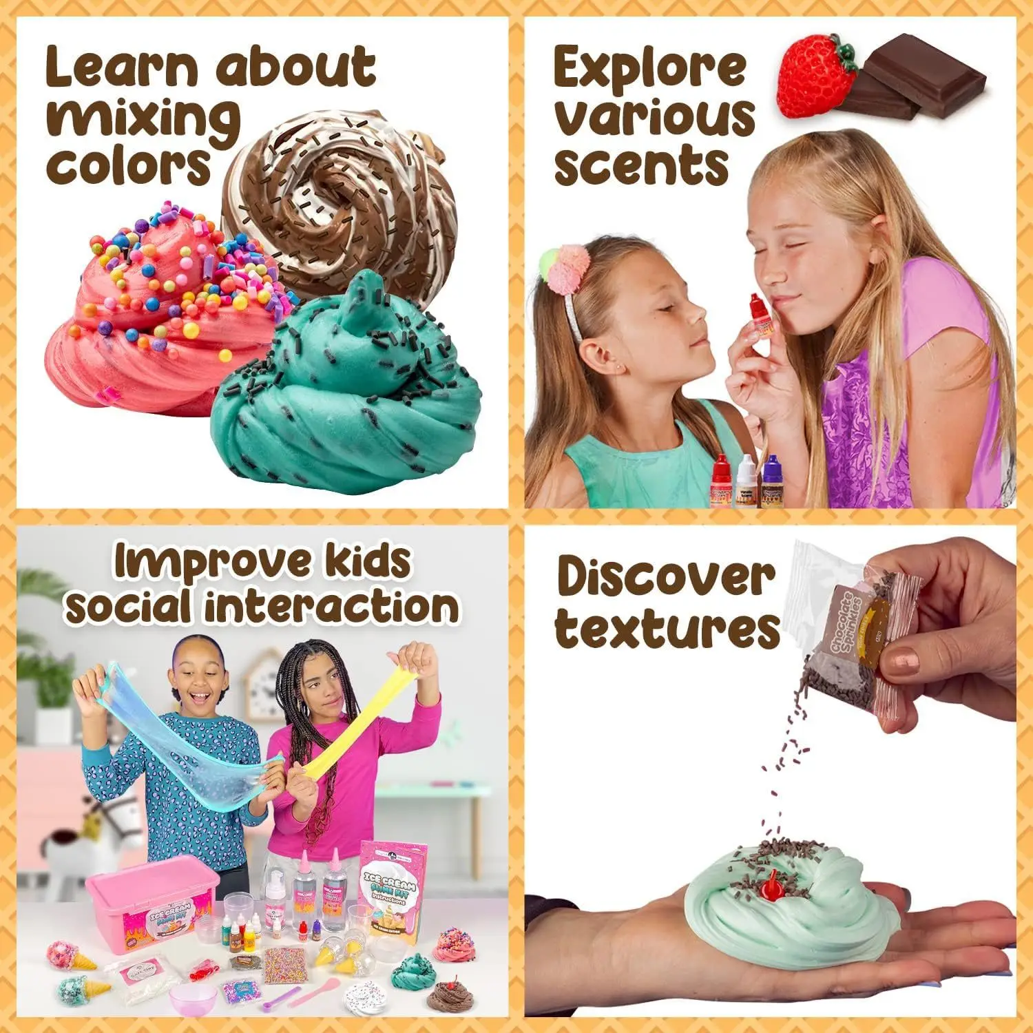 Kit per Creare Slime, Argilla Cristallina Effetto Gelato, Set Fai-da-Te per Bambini, Argilla Modellabile Non Tossica