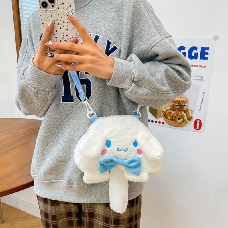 Sanrio Pluche Tas Cartoon Kuromi Cinnamoroll Melodie Hello Kitty Crossty Cosmetische Opbergtas Verstelbare Schouderband