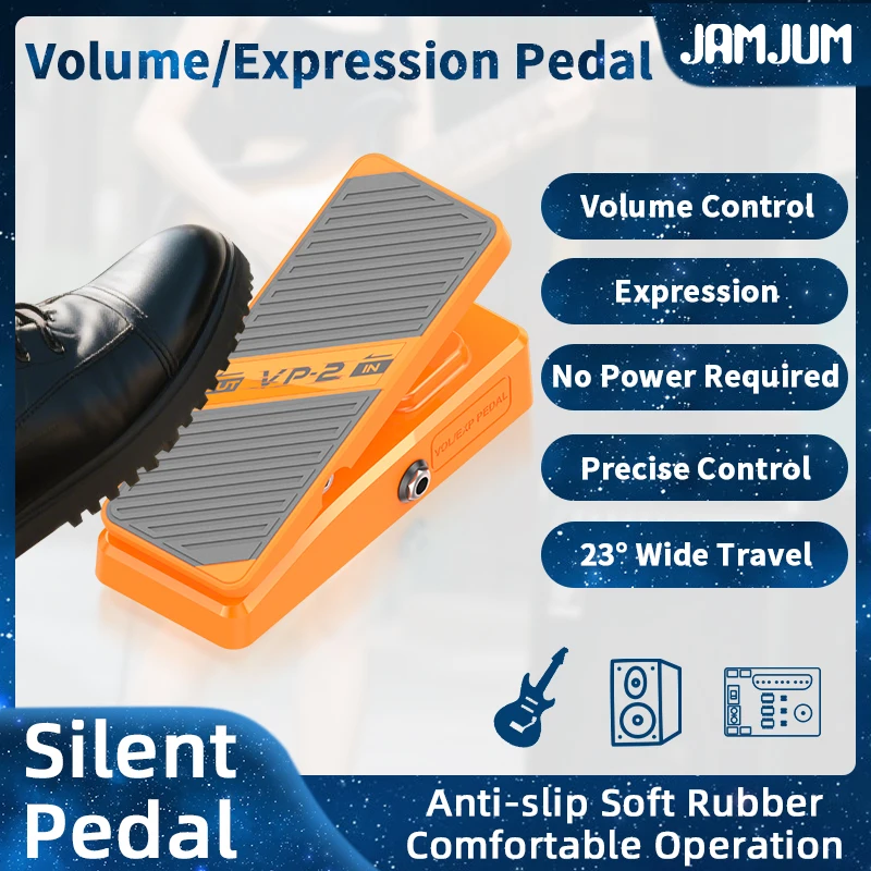 JAMJUM VP‑2 Volume Expression Pedal Passive No Power 6.35mm Jack Anti‑Slip Foot Pedal for Guitar Bass Keyboard