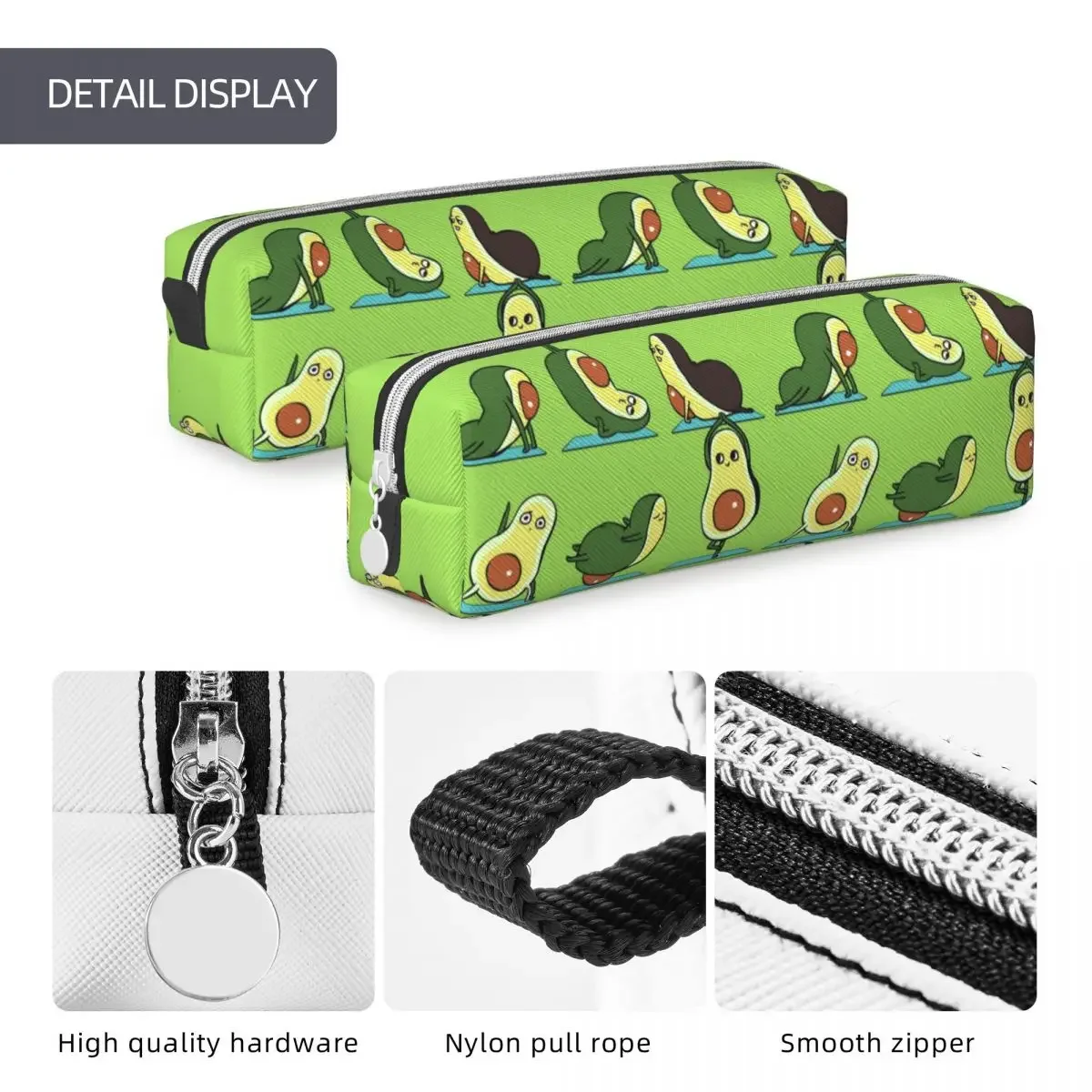 Fun Avocado Yoga Green Pencil Cases Pencilcases Pen Box for Student Large Storage Bag School Supplies Gift Stationery