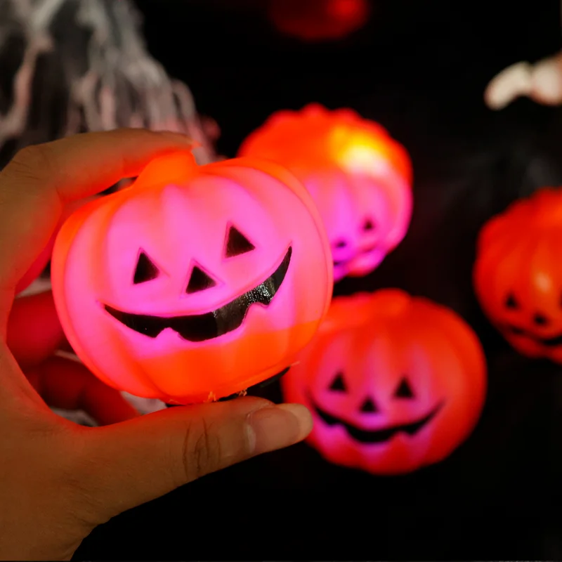 2pcs Creative Halloween Pumpkin Lamps Car Home Party Festival Decoration Light Car Ornament Decor Halloween Ambient Lamp