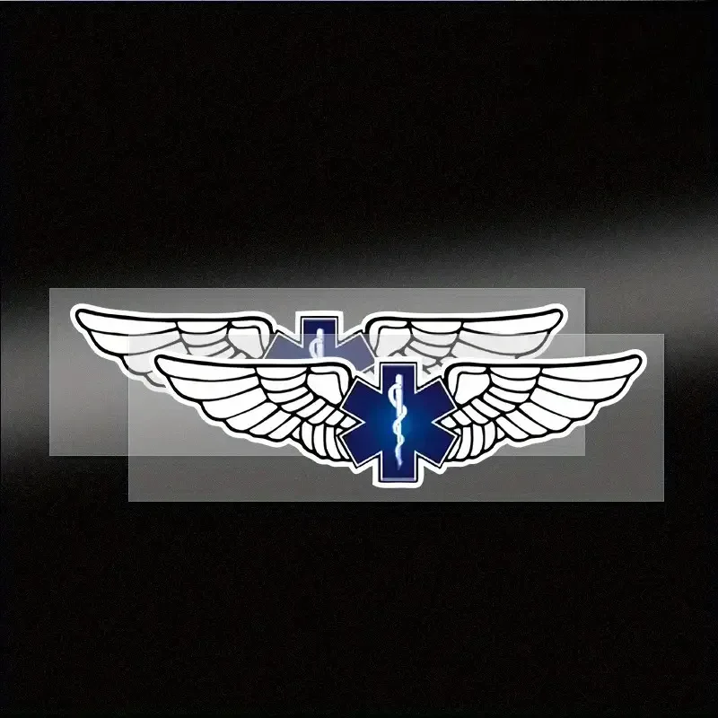 

Set of 2 Motorcycle Helmet Stickers Featuring The Star of Life And Wing Designs for Car Decoration