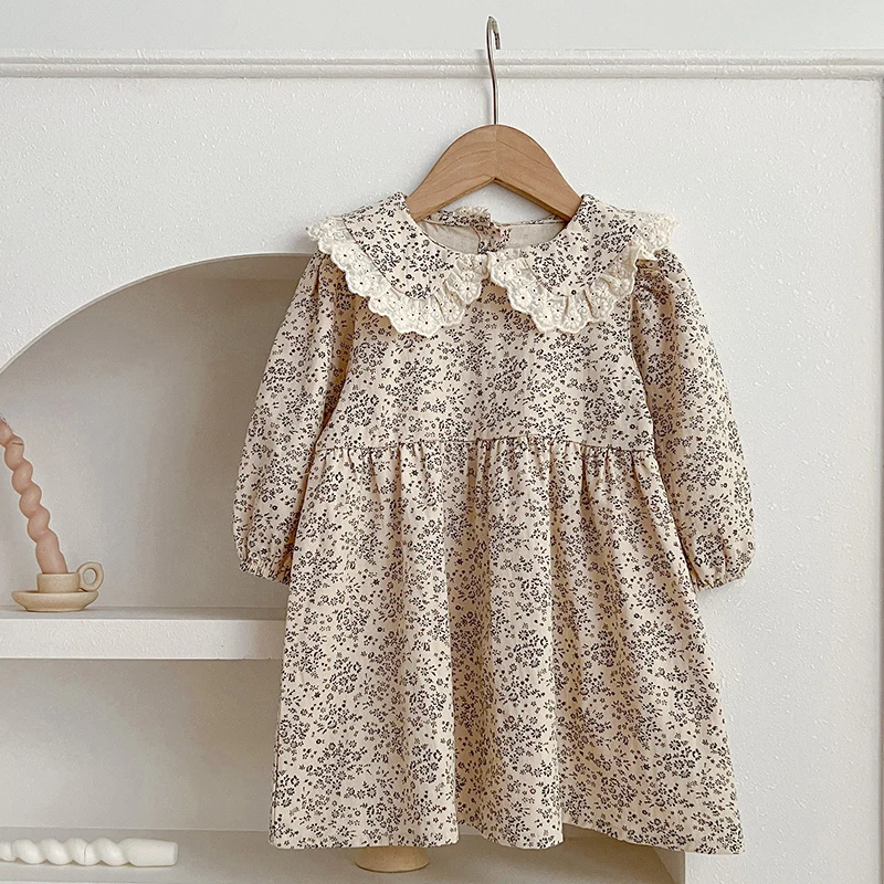 

1-6Yrs Autumn Baby Princess Dress Cotton Infant Girl Kids Long Sleeved Flower Dress Spring Baby Clothes Baby Girls French Dress