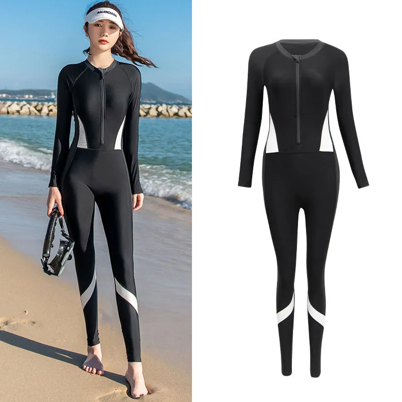 Full Body Scuba Rash Guard Dive Skin UV Swimwear Sport Skins Long Sleeve One Piece Front Zipper Diving Wetsuit for Snorkeling